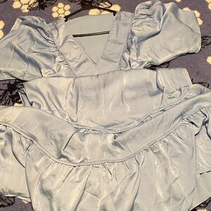 Light Blue Puff Sleeve Dress